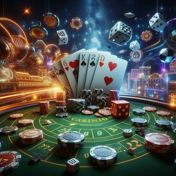 Seasonal casino promotion with colorful lights and VIP text